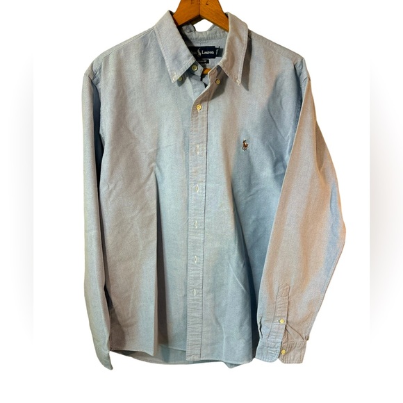 Ralph Lauren Blue Chambray Style Long Sleeve Button Down Shirt Custom Fit XL - Picture 1 of 7